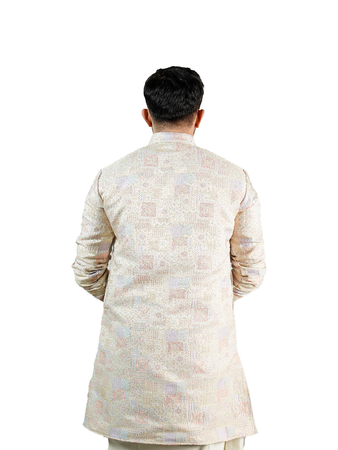 Multi-Colour Iridescent Jacquard Kurta for Men
