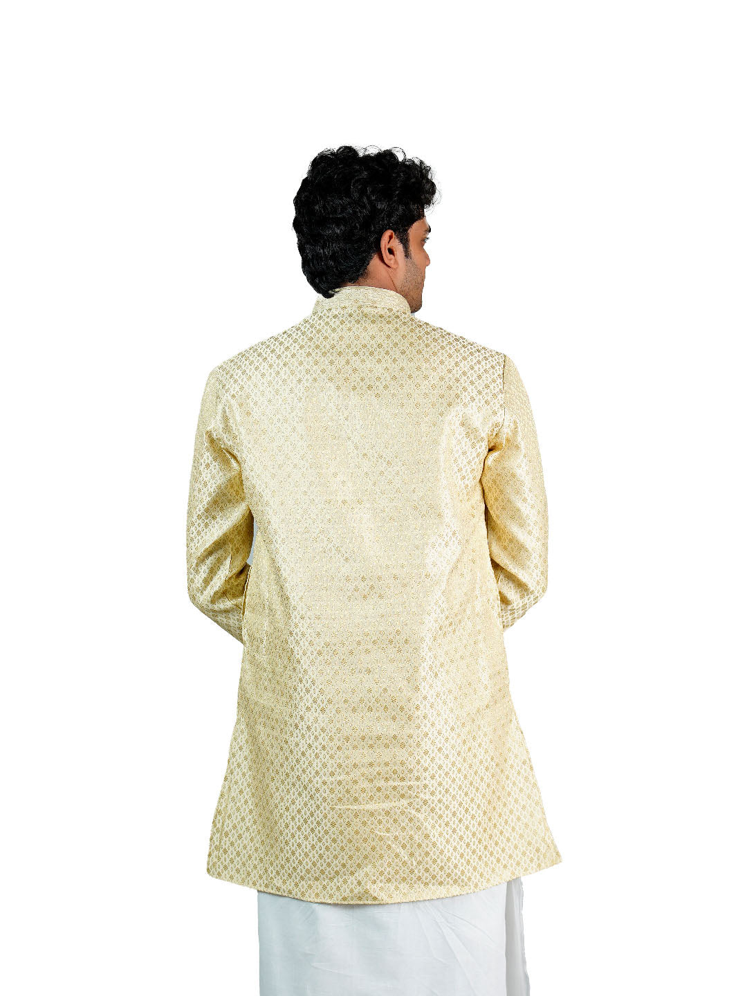 Cream Gold Jacquard Kurta for Groom