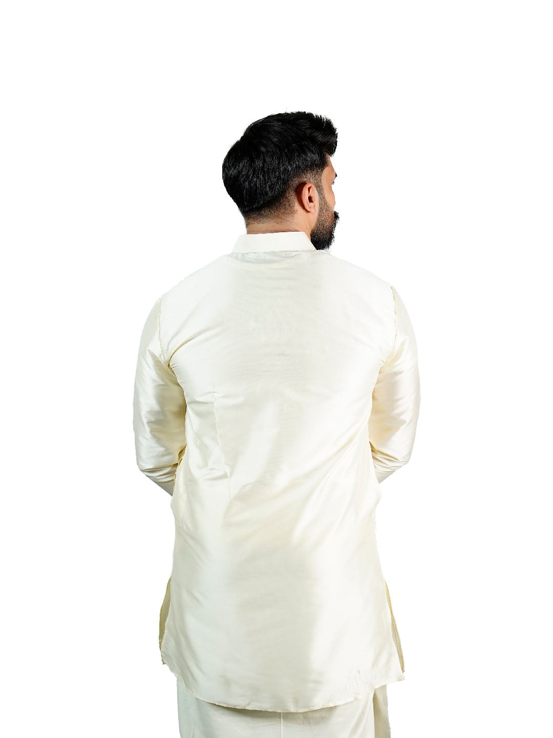 Cream Golden Zari Embroidered Kurta for Groom