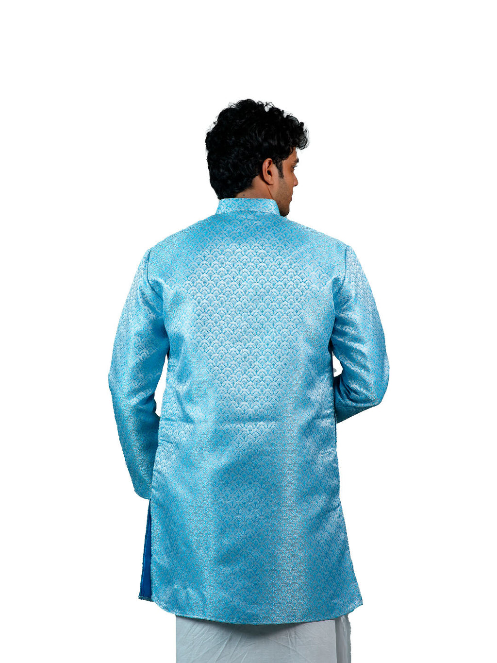 Sky Blue Scallop Jacquard Kurta for Men