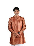 Copper Bronze Diamond Jacquard Kurta for Men