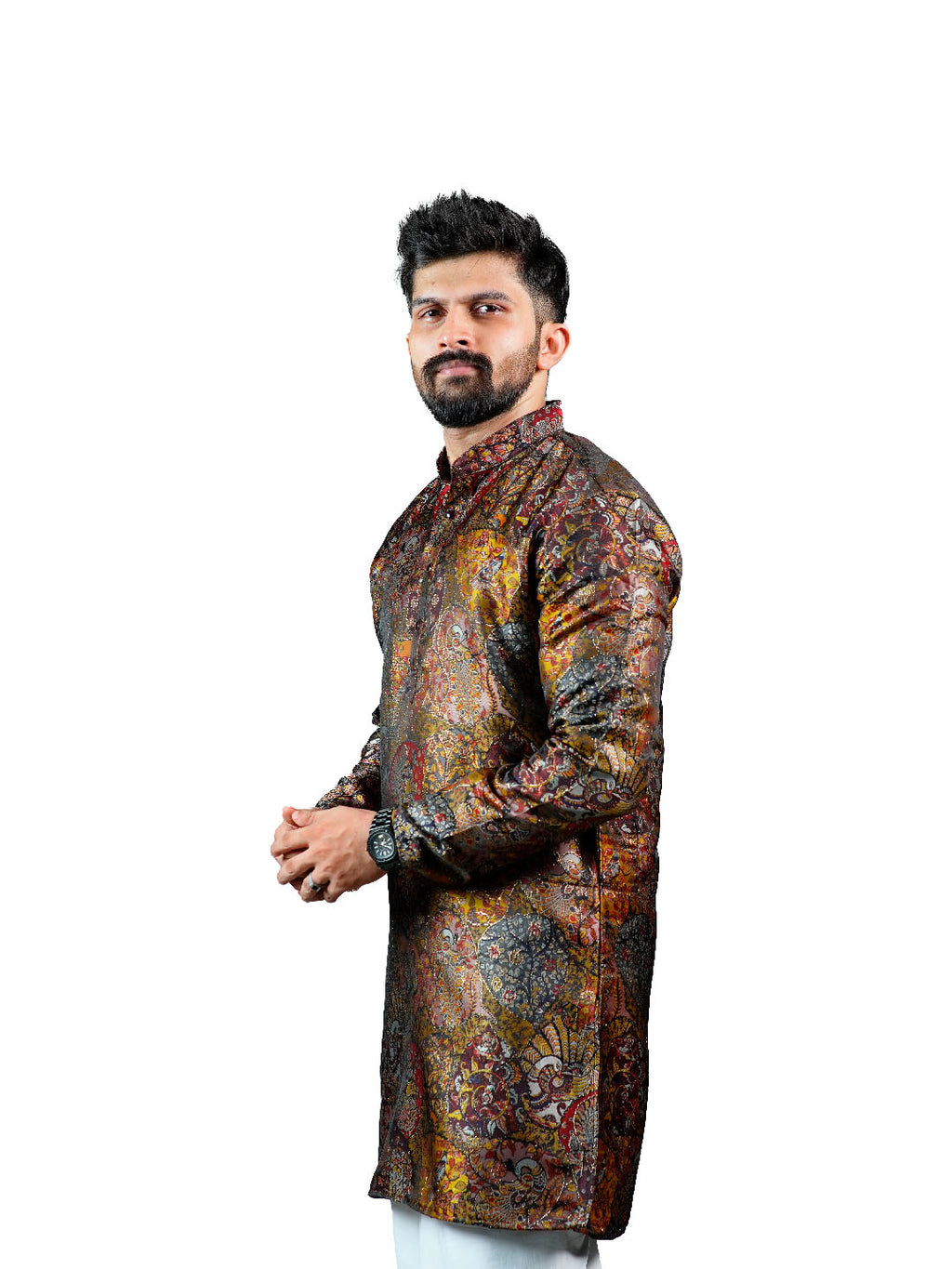 Multicolour Kashmiri Tapestry Jacquard Kurta for Men