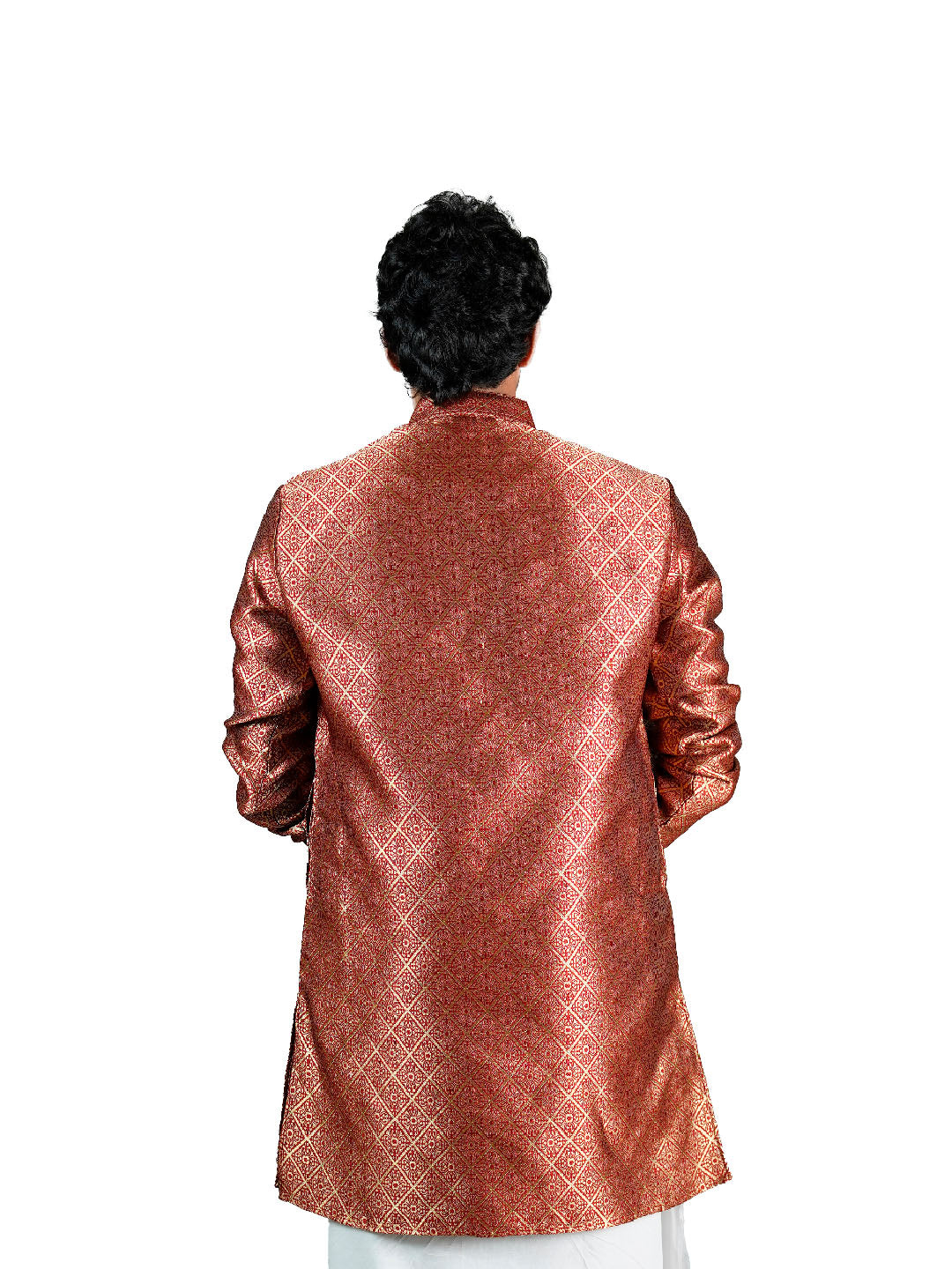 Copper Bronze Diamond Jacquard Kurta for Men