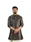 Black Gold Medallion Jacquard Kurta for Men