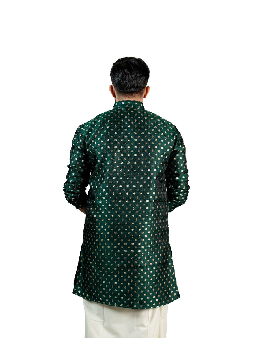 Bottle Green Floral Printed Kurta for Men