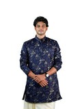 Navy Scenic Jacquard Kurta for Men