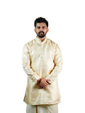 Cream Damask Jacquard Kurta for Groom