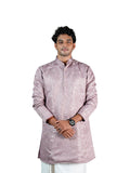 Mauve Silver Geometric Jacquard Kurta for Men