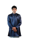 Navy Textured Jacquard Kurta for Men