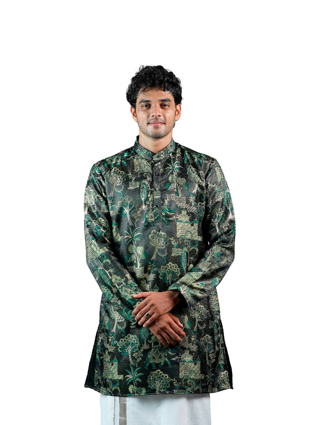 Black Forest Scenic Jacquard Kurta for Men