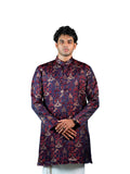 Navy Wine Scenic Jacquard Kurta for Men