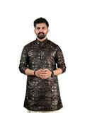 Brown Heritage Block Jacquard Kurta for Men