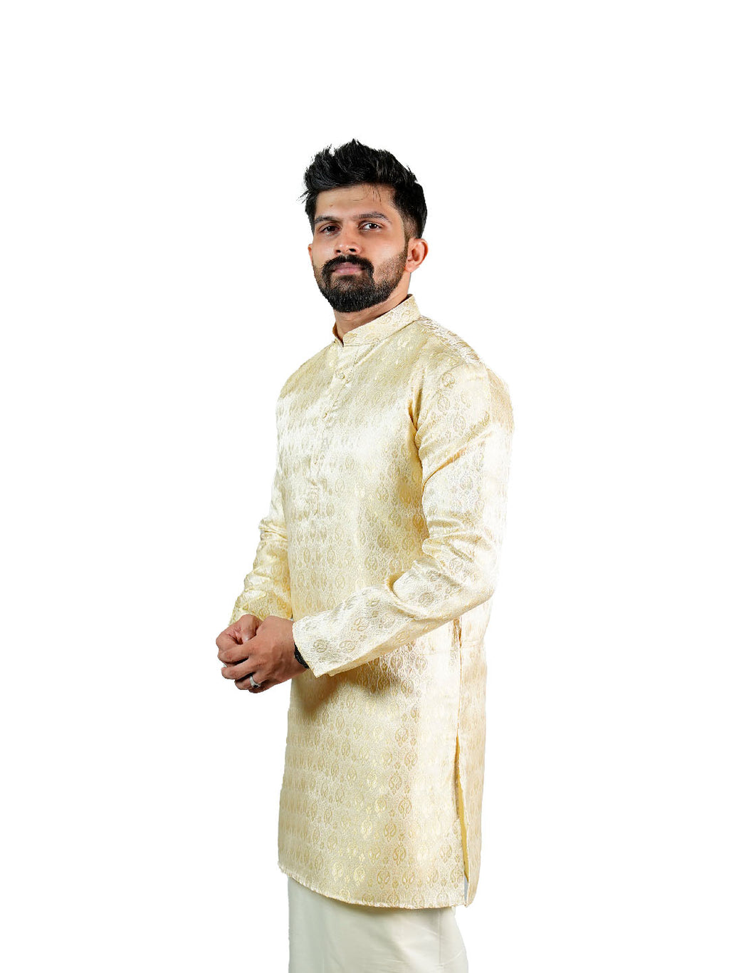 Gold Damask Jacquard Kurta for Groom