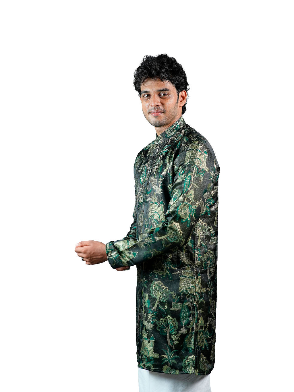 Black Forest Scenic Jacquard Kurta for Men