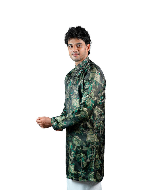 Black Forest Scenic Jacquard Kurta for Men