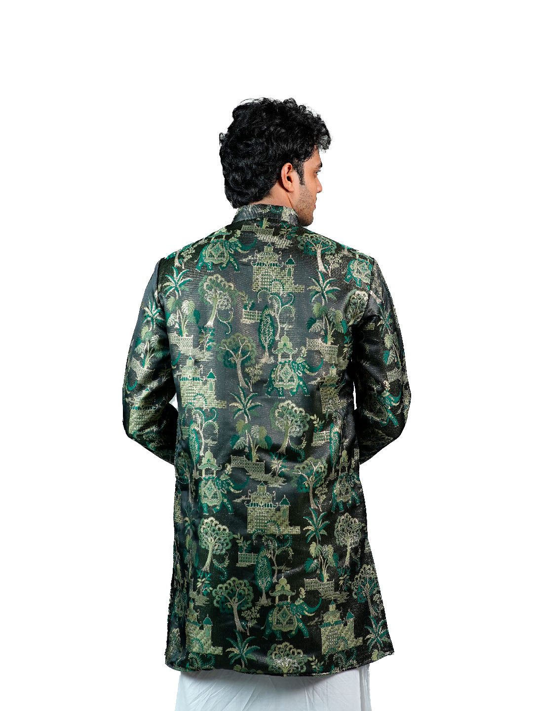 Black Forest Scenic Jacquard Kurta for Men