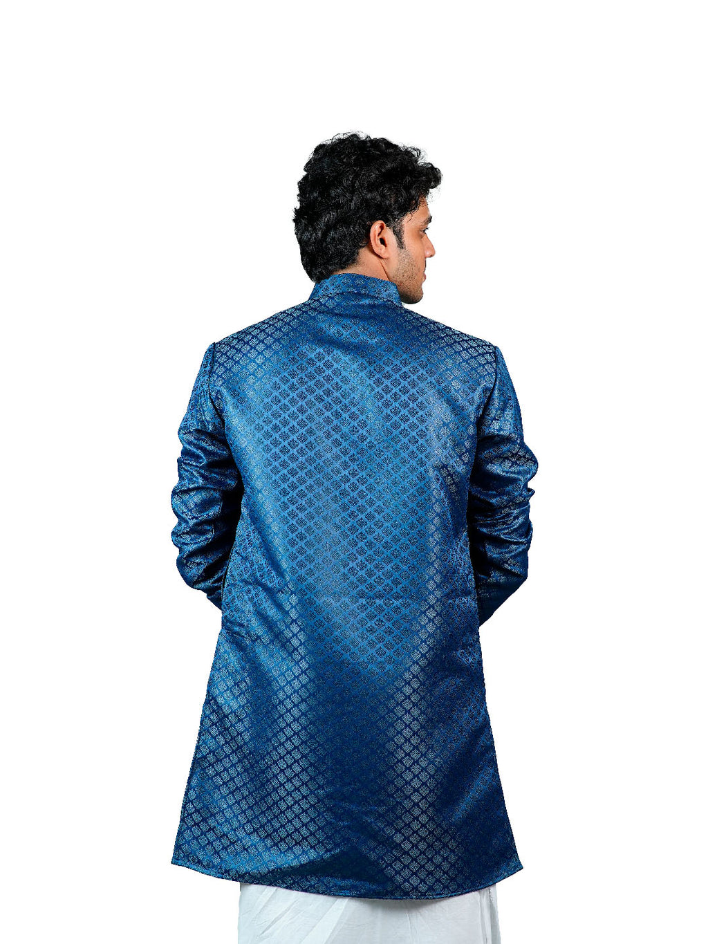Blue Diamond Floral Jacquard Kurta for Men