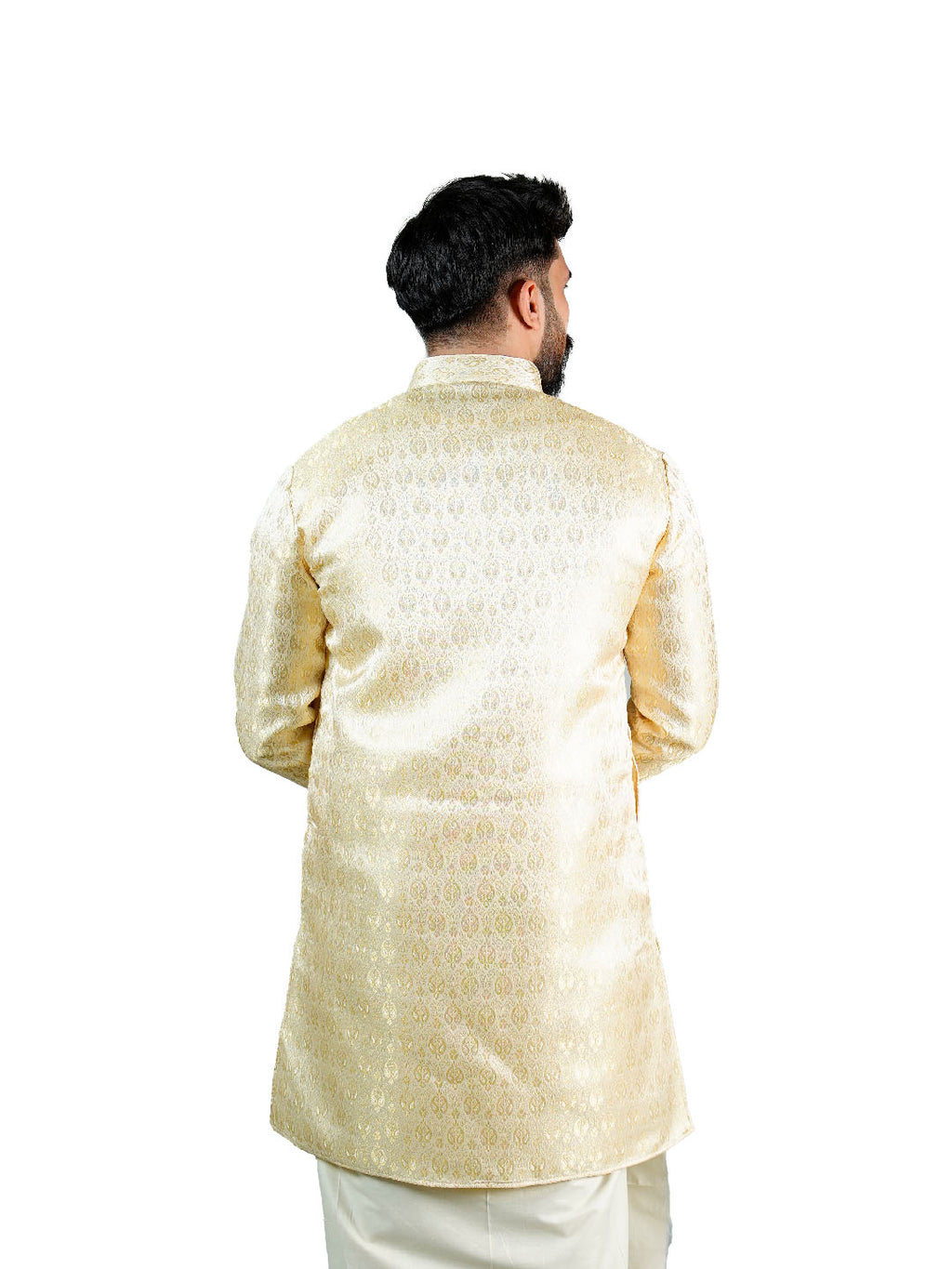 Gold Damask Jacquard Kurta for Groom