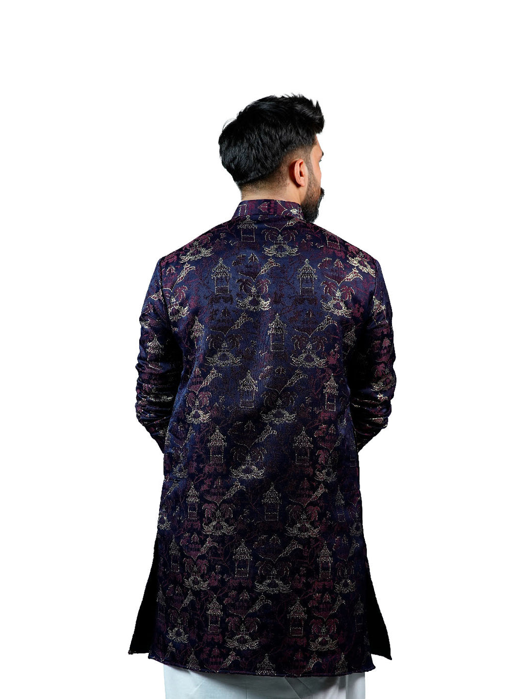 Purple Scenic Jacquard Kurta for Men