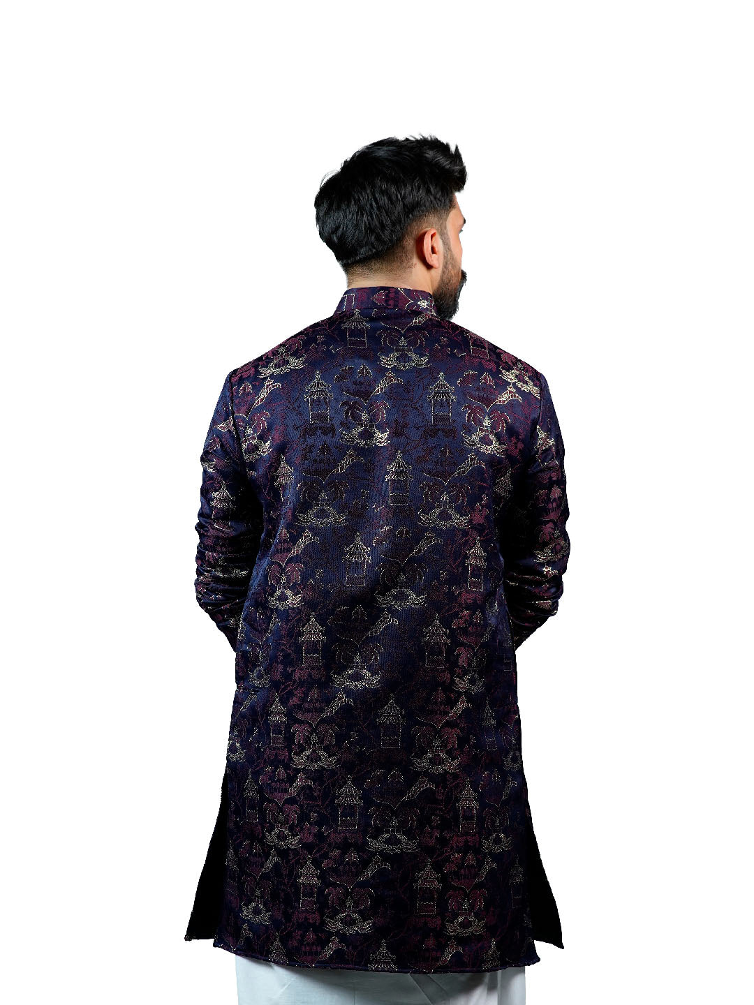 Purple Scenic Jacquard Kurta for Men