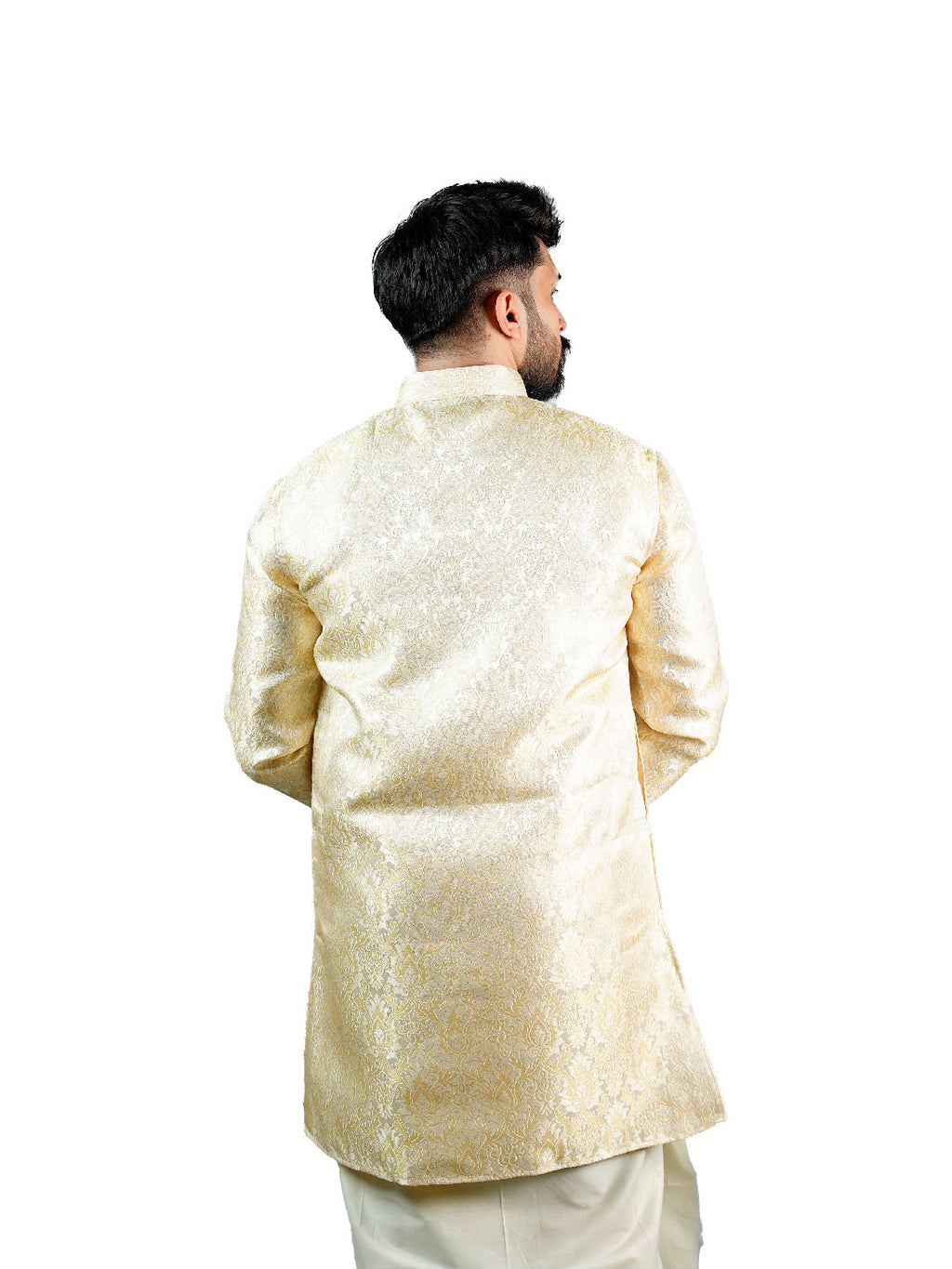 Cream Damask Jacquard Kurta for Groom