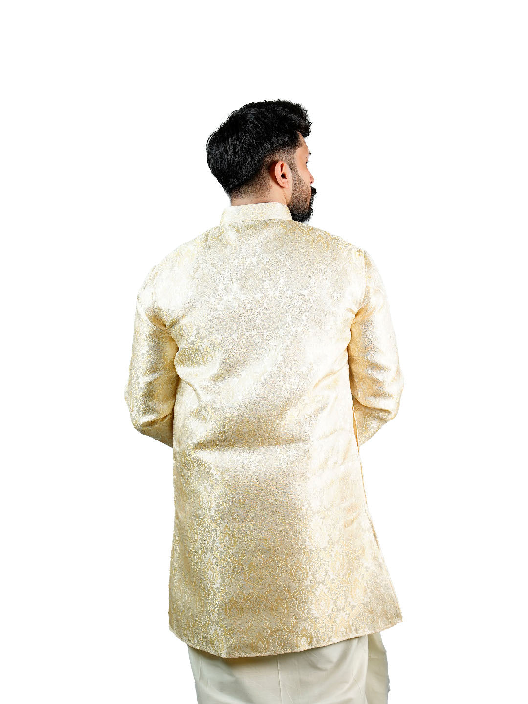 Cream Damask Jacquard Kurta for Groom