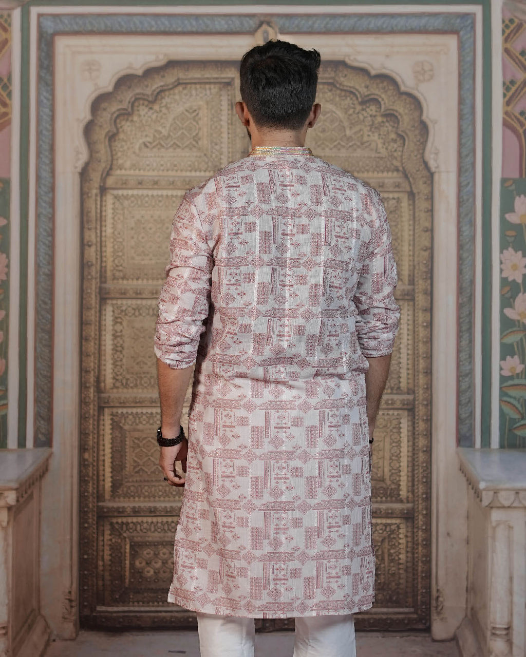 Pastel Geometric Kurta for Men