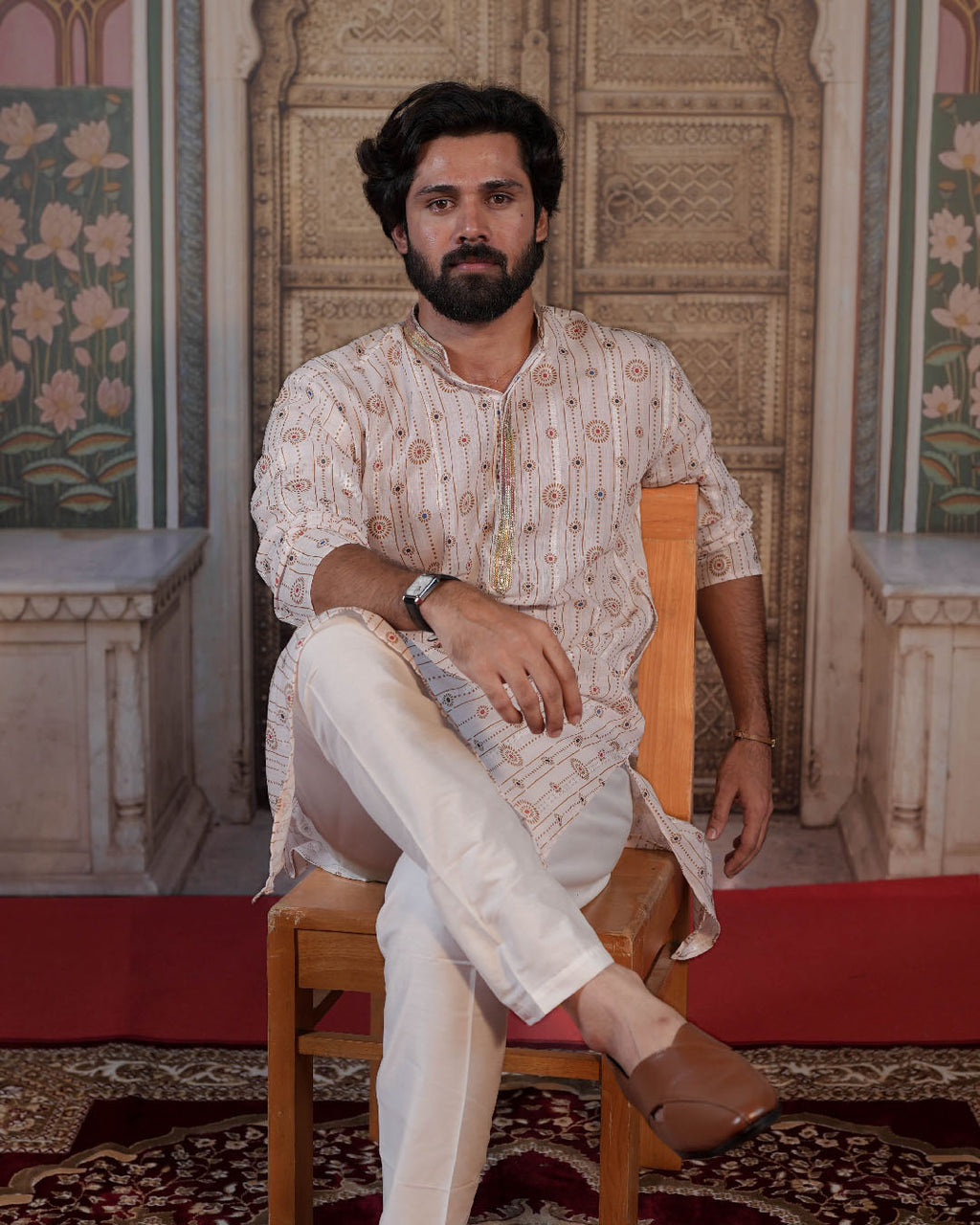 Ivory Regal Medallion Kurta for Men