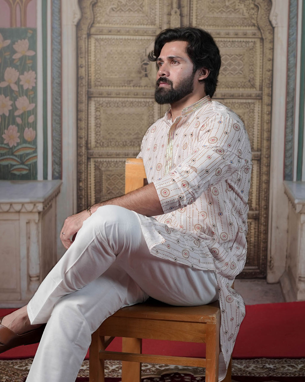 Ivory Regal Medallion Kurta for Men