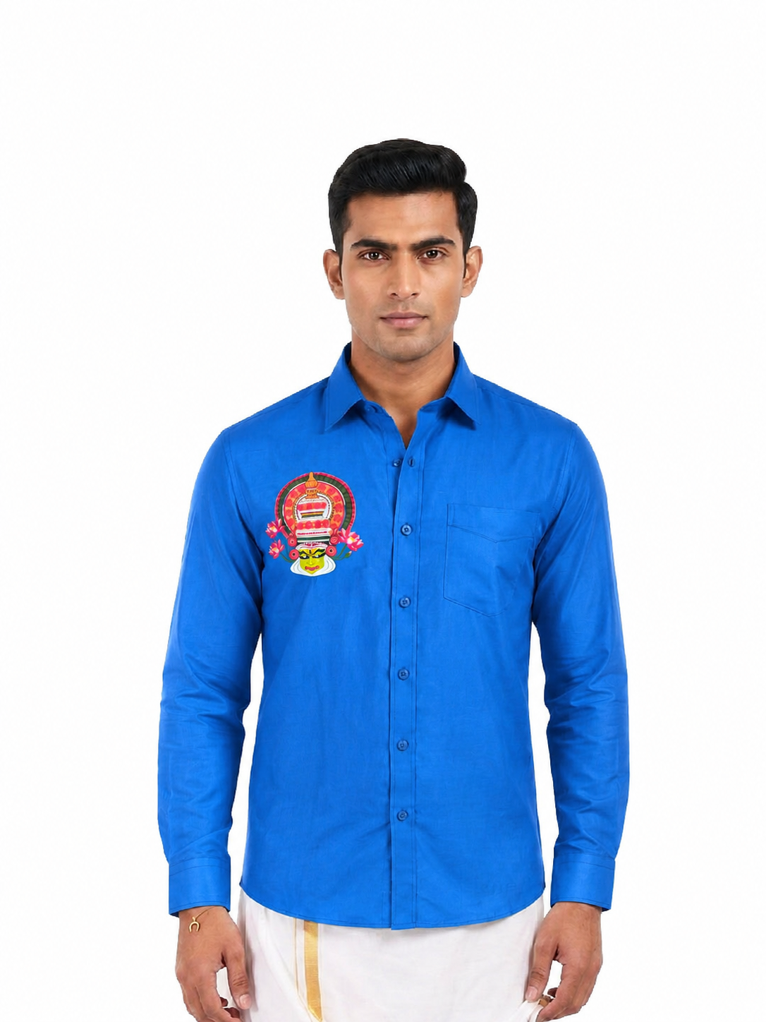 Kathakali Royal Blue Printed Onam Shirt
