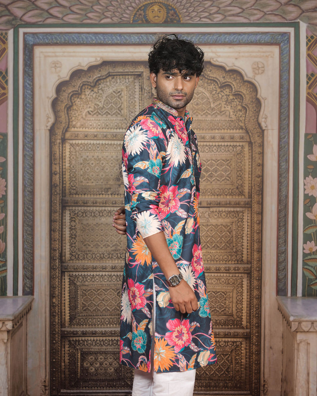 Multicolour Floral Vine Kurta for Men