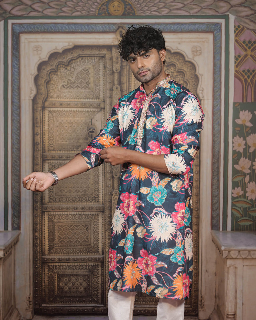 Multicolour Floral Vine Kurta for Men