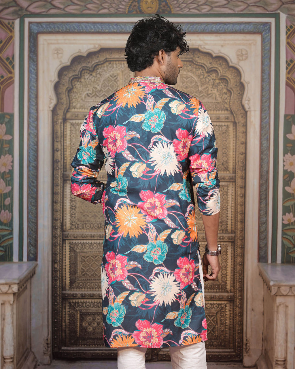 Multicolour Floral Vine Kurta for Men