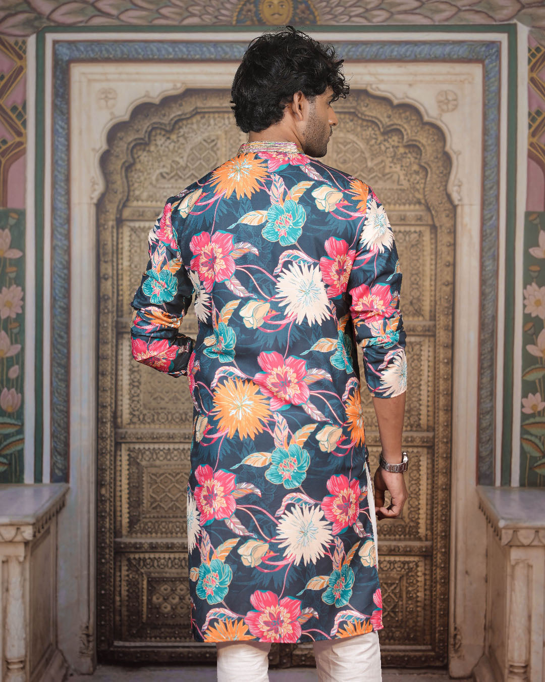 Multicolour Floral Vine Kurta for Men