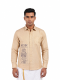 Theyyam Line Art Beige Printed Onam Shirt