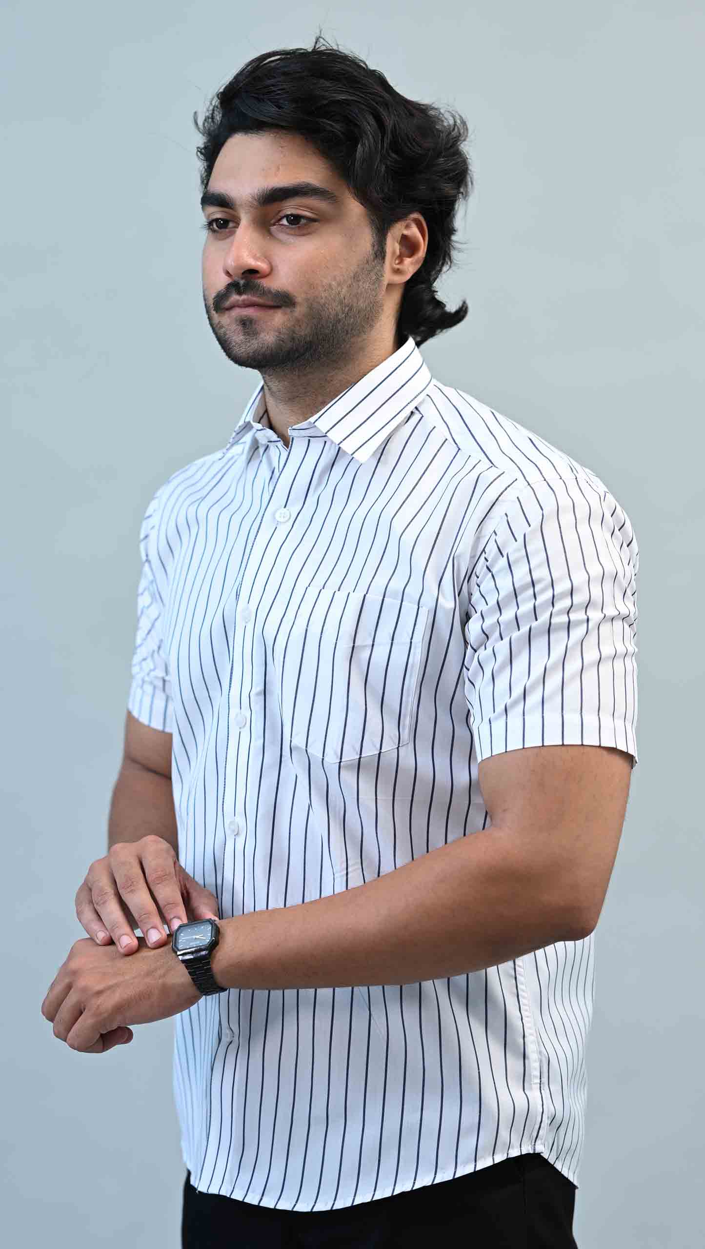 Art Silk Bamboo Stripes Slim Fit Kurta