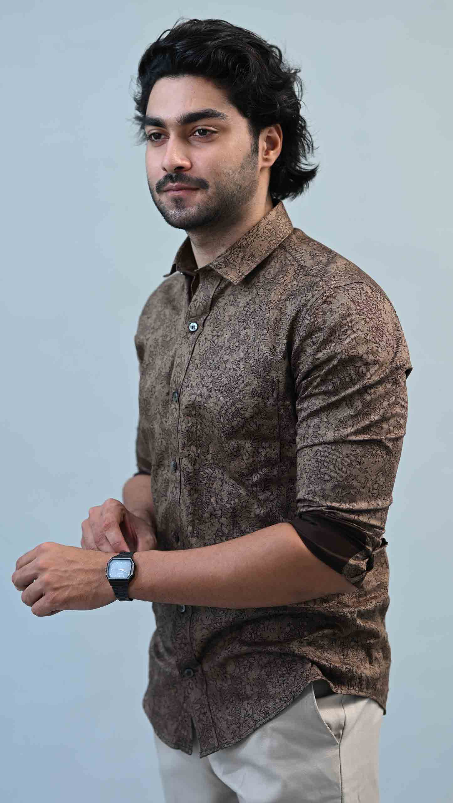 Art Silk Bamboo Stripes Slim Fit Kurta