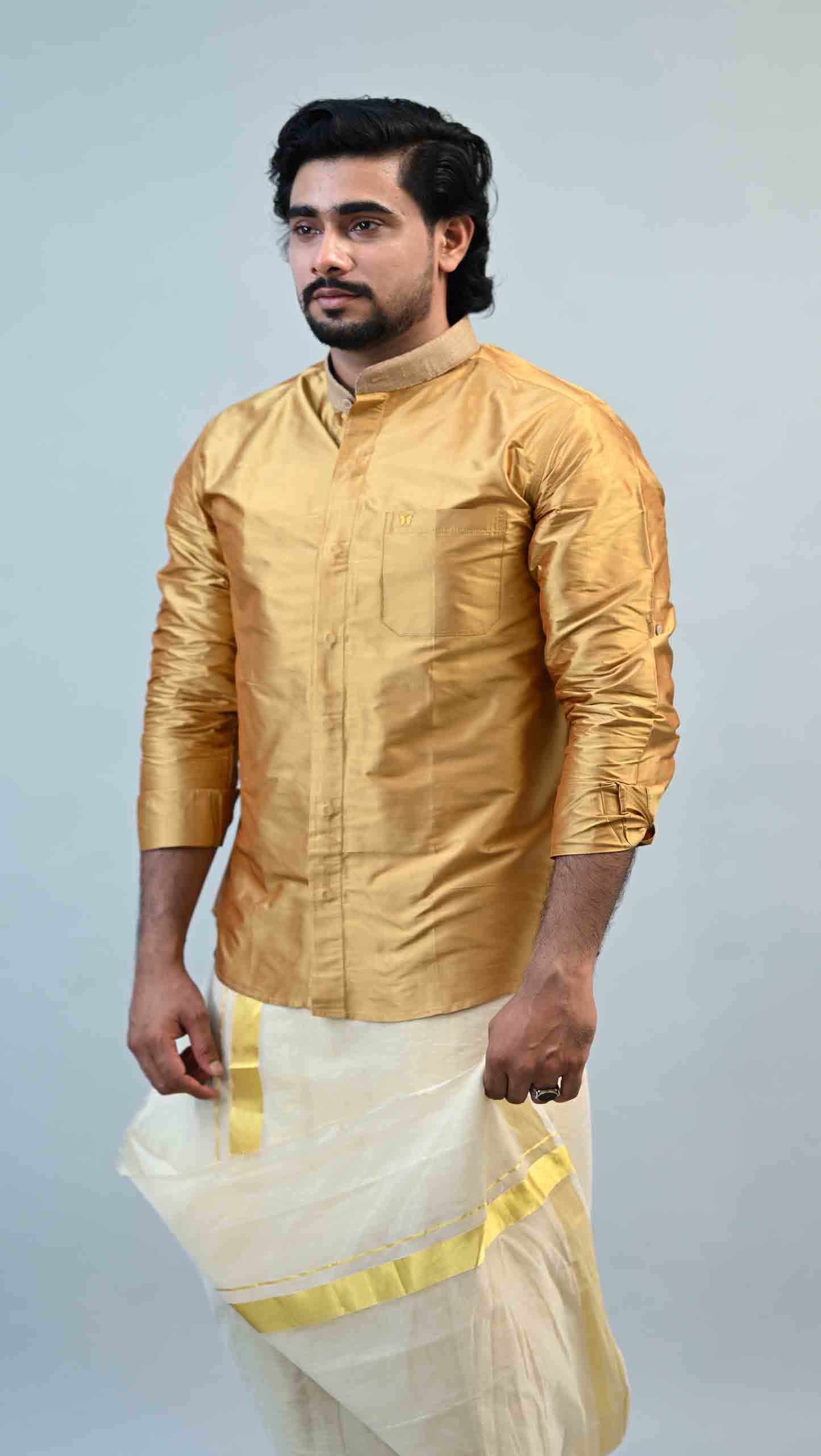 Art Silk Bamboo Stripes Slim Fit Kurta