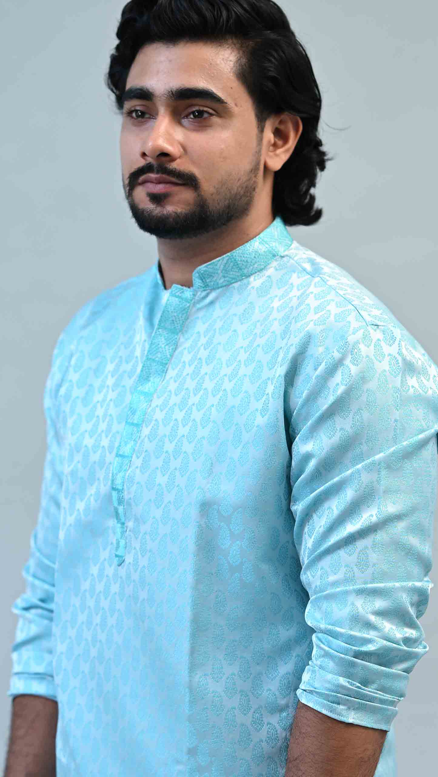 Art Silk Jacquard Slim Fit Kurta