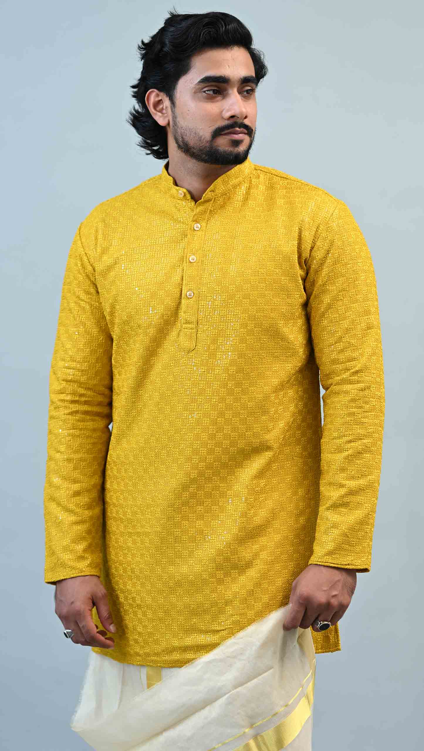 Art Silk Jacquard Slim Fit Kurta