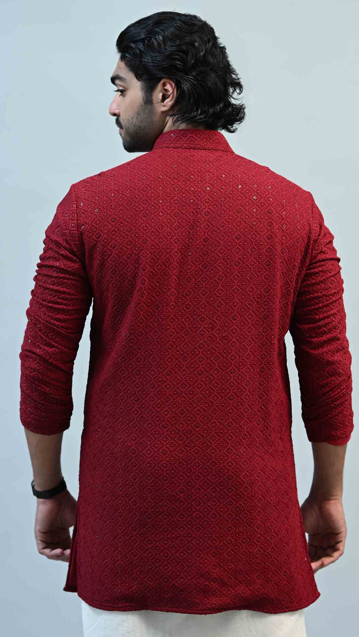 Art Silk Jacquard Slim Fit Kurta