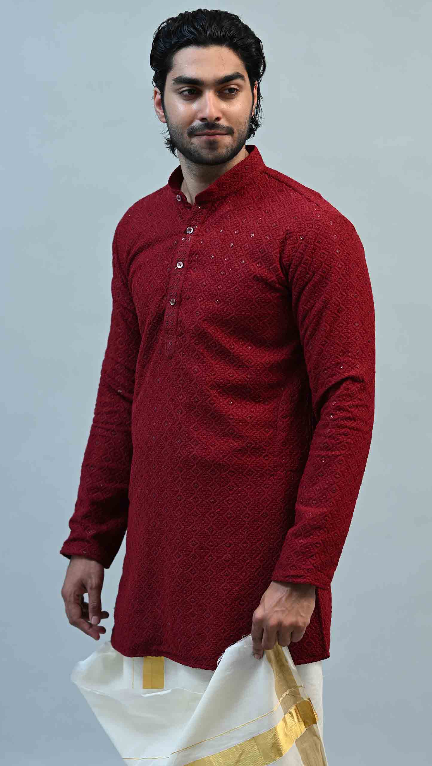 Art Silk Jacquard Slim Fit Kurta