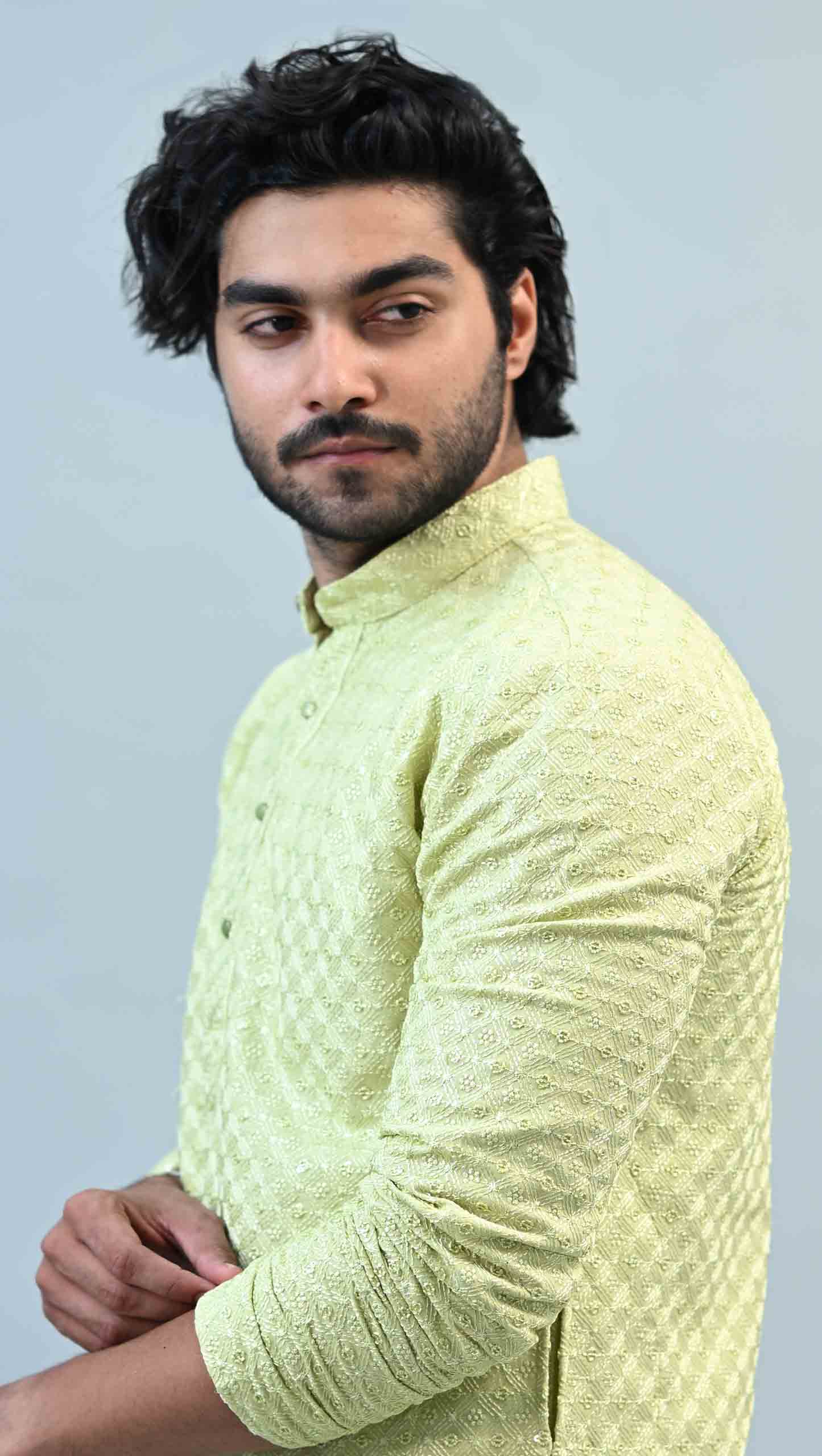 Art Silk Jacquard Slim Fit Kurta
