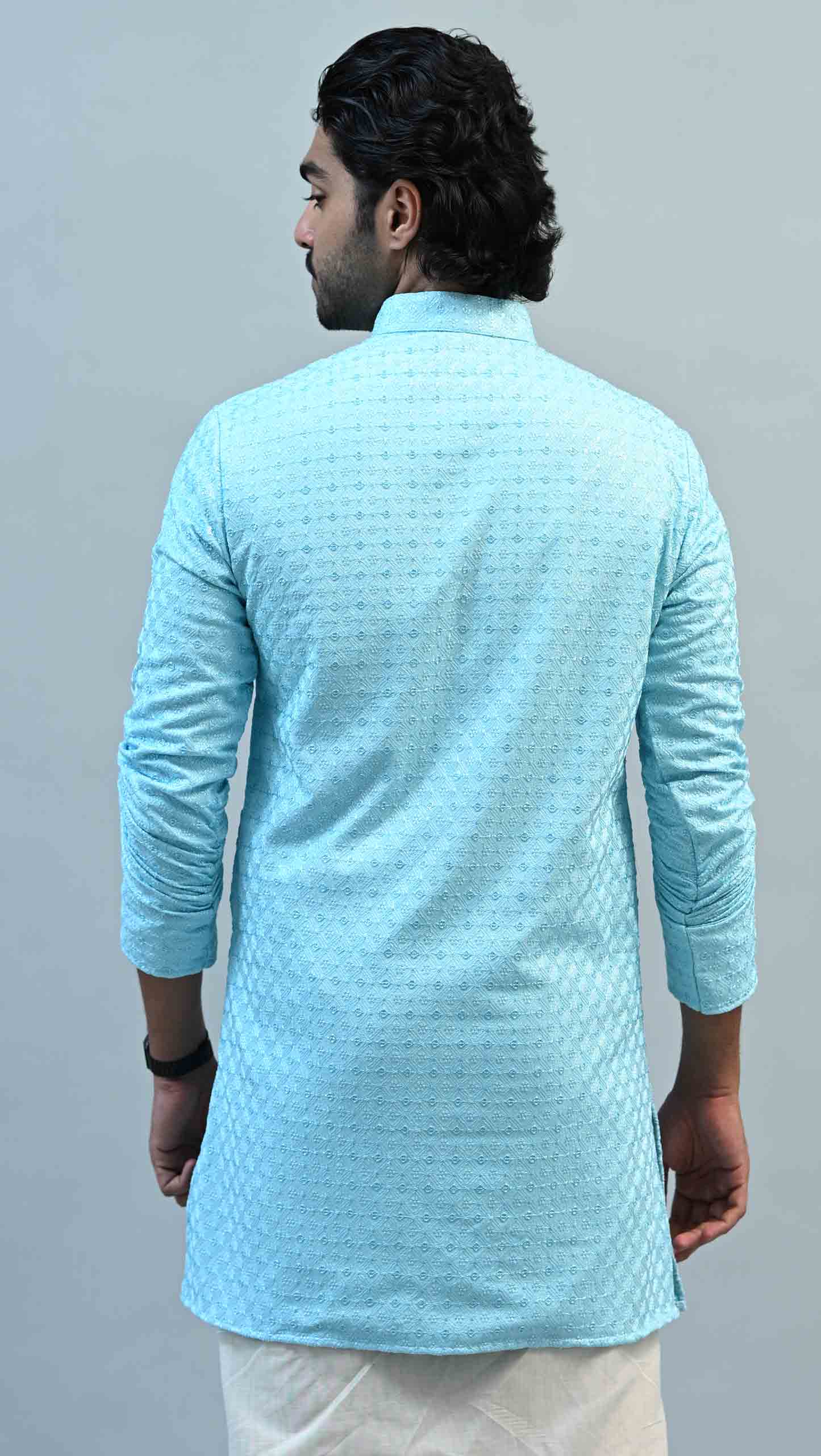 Art Silk Jacquard Slim Fit Kurta