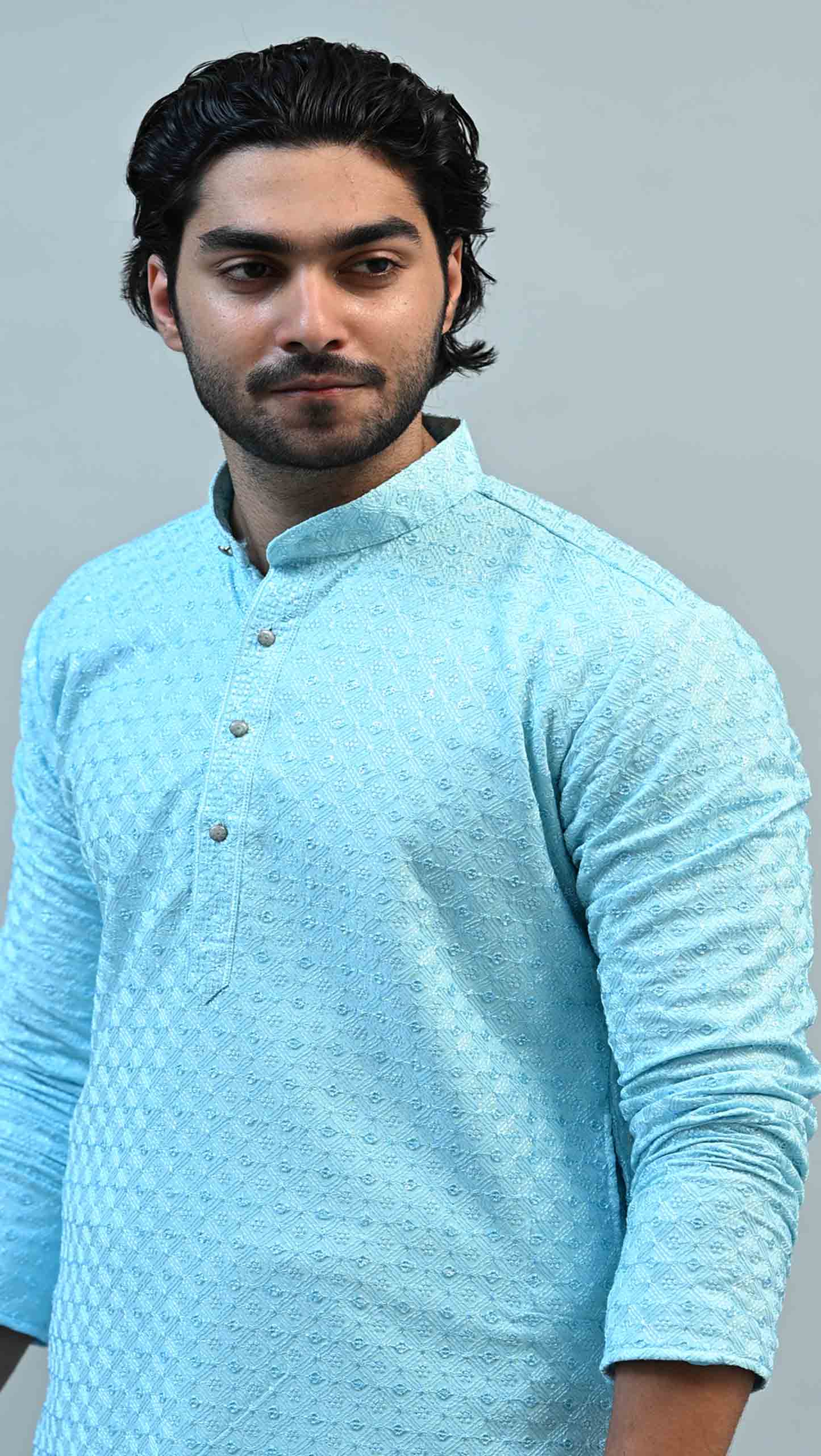 Art Silk Jacquard Slim Fit Kurta