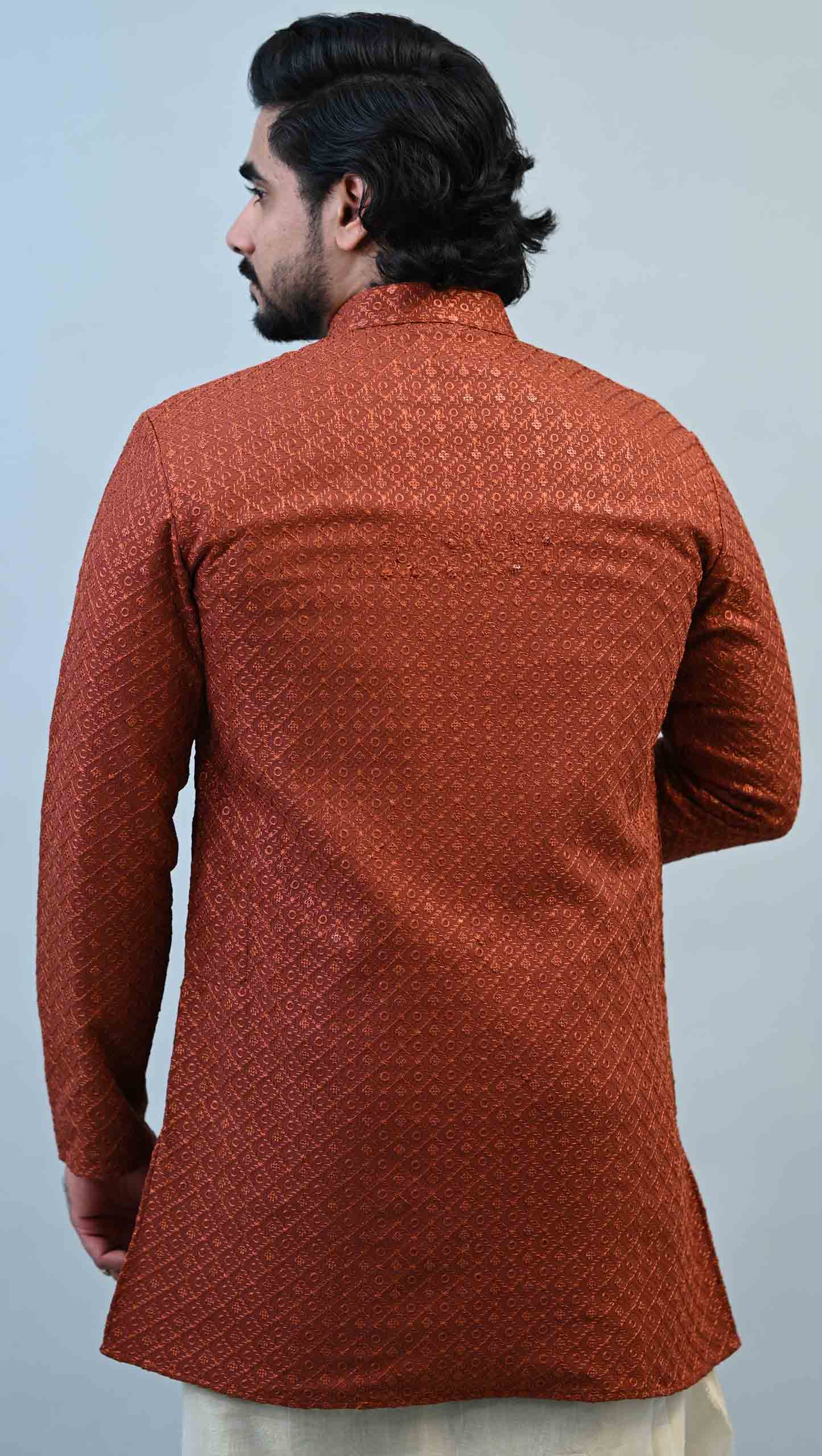 Art Silk Jacquard Slim Fit Kurta