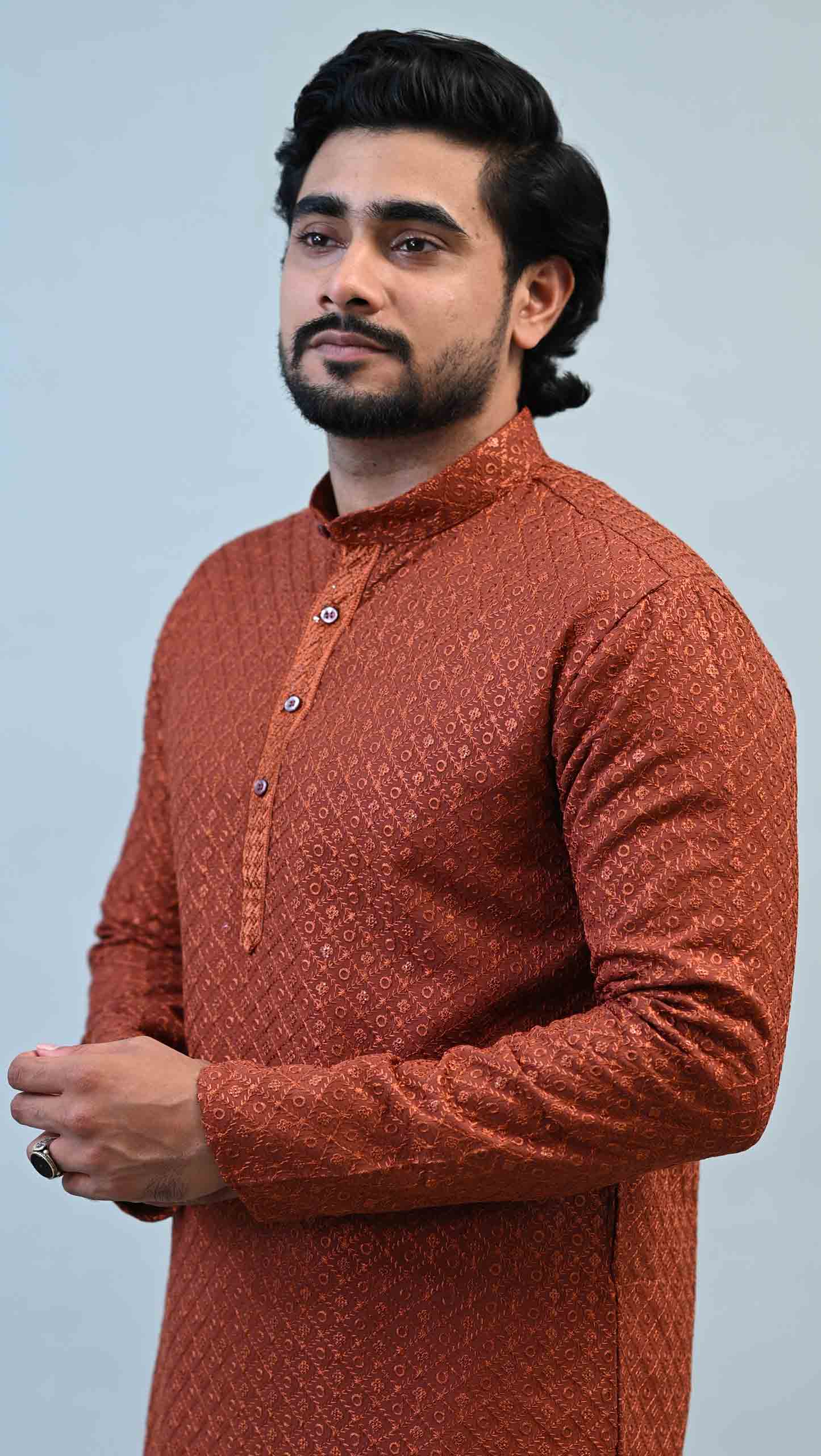 Art Silk Jacquard Slim Fit Kurta