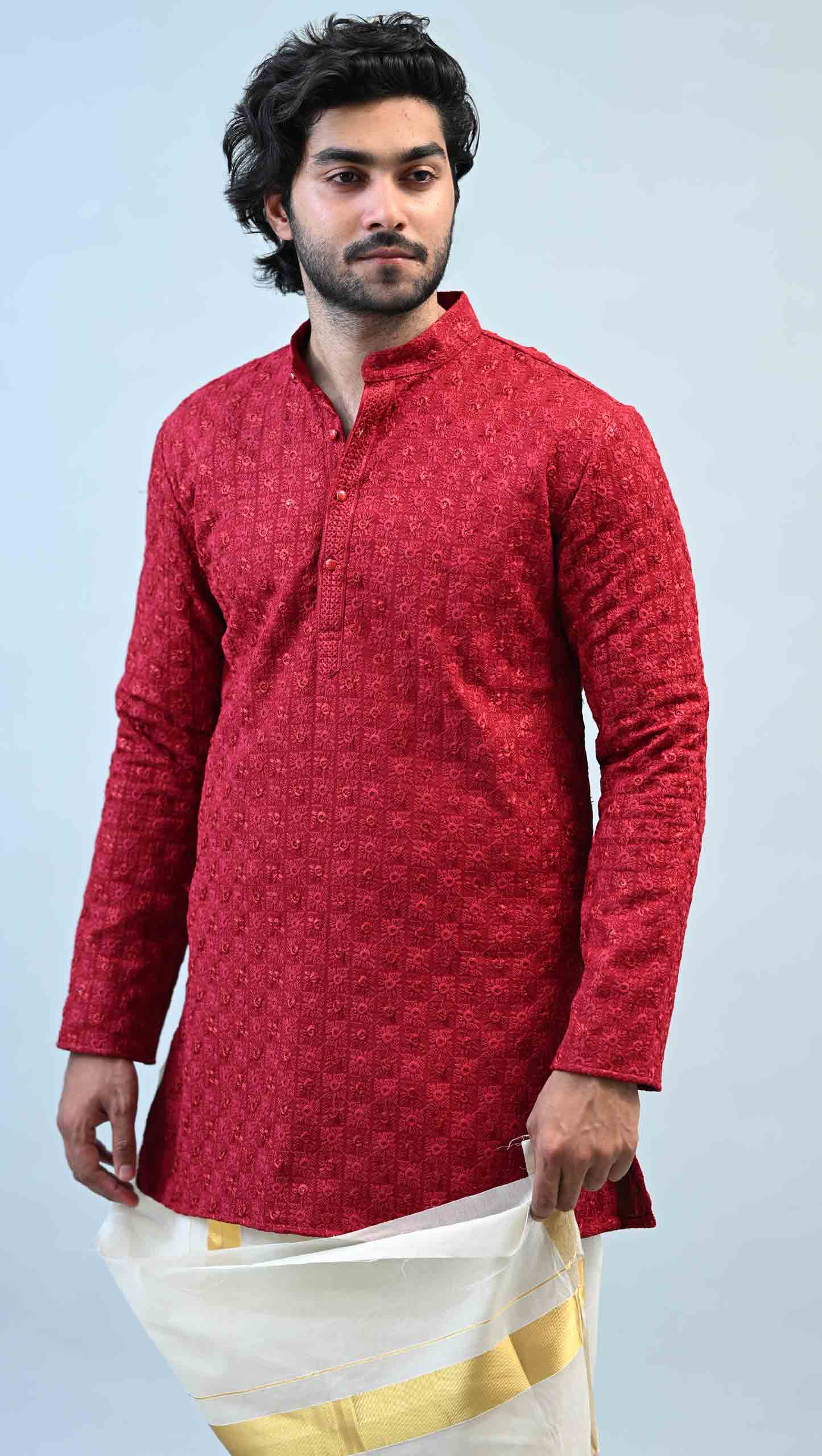 Art Silk Bamboo Stripes Slim Fit Kurta