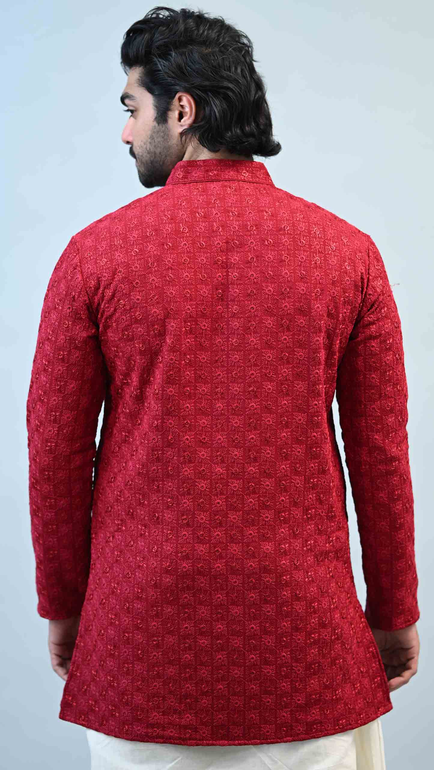 Art Silk Jacquard Slim Fit Kurta